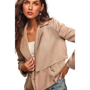 BB Dakota Undercover Taupe Cropped Jacket Size Small Long Sleeve Lyocell Neutral